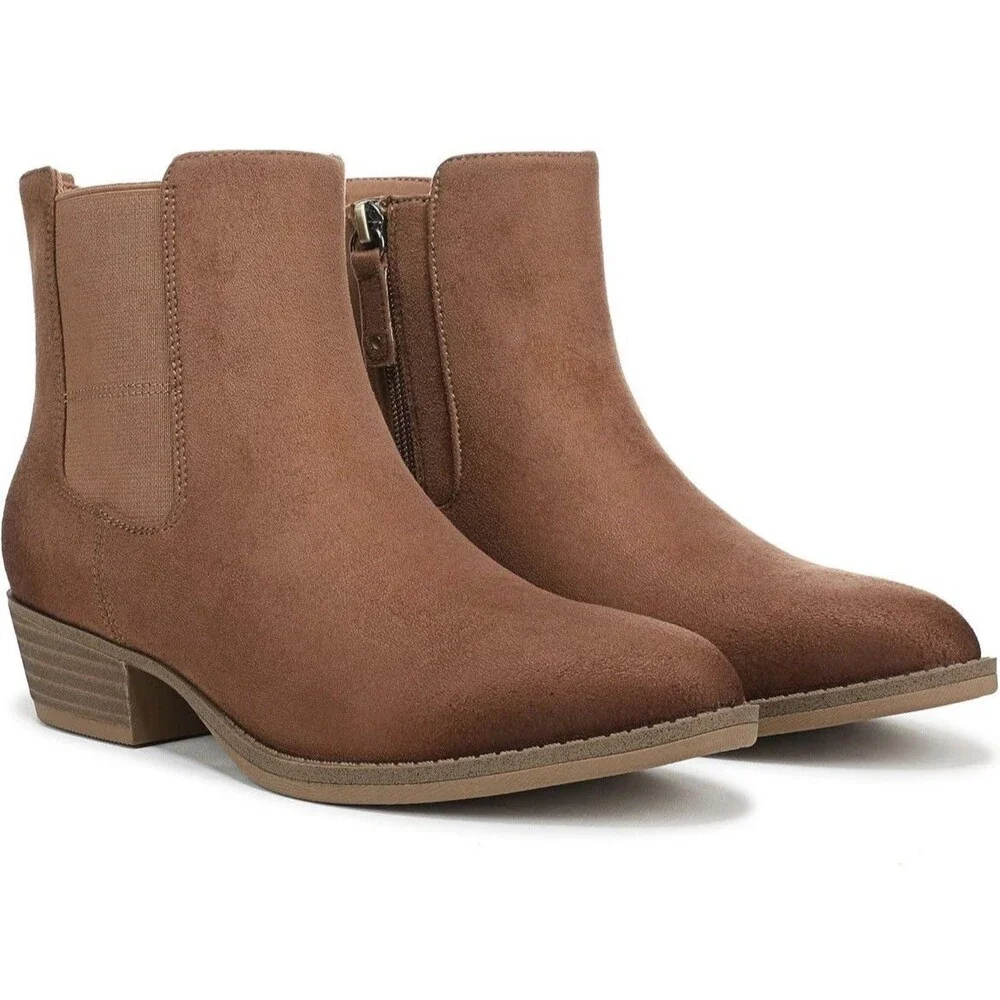 Dr. Scholl's Mara Chelsea Short Boots Honey Microfiber Women’s U.S. SIZE 7